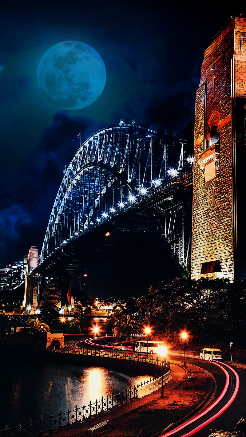 Sydney Harbour, sydney, bridge, night, HD phone wallpaper | Peakpx