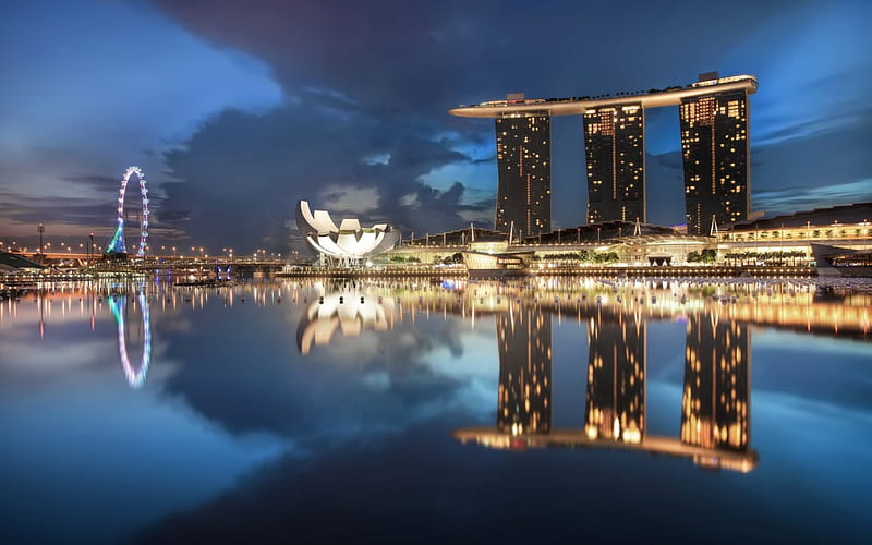 Singapore, modern, amazing, river, HD wallpaper