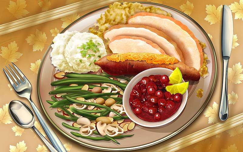 Dish meal - Thanksgiving illustration design, HD wallpaper