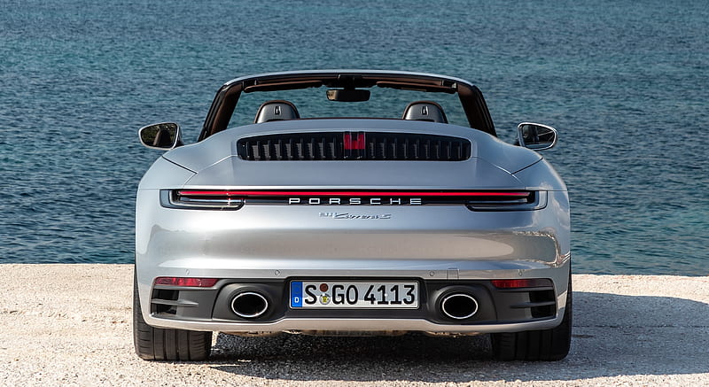 2020 Porsche 911 Carrera S Cabriolet (Color: GT Silver Metallic) - Rear, HD wallpaper