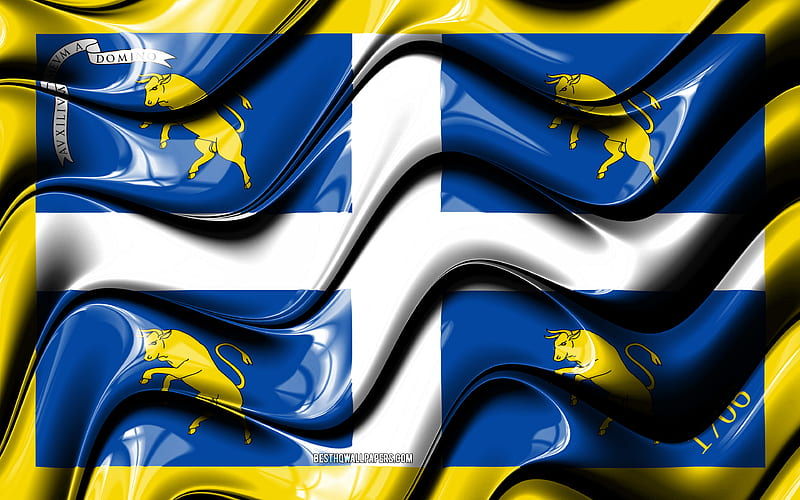 Turin Flag Cities of Italy, Europe, Flag of Turin, 3D art, Turin, Italian cities, Turin 3D flag, Italy, HD wallpaper