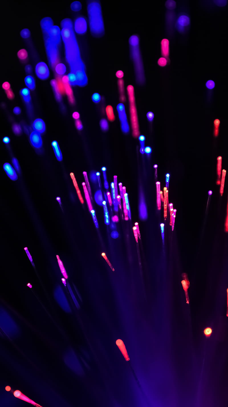 Fiber Optic Lights, QUBIX, blue, blur, bokeh, cable, colours, dark, green, lamps, led, light, lighting, multicolored, night, optical, pink, red, rgb, wire, wires, HD phone wallpaper