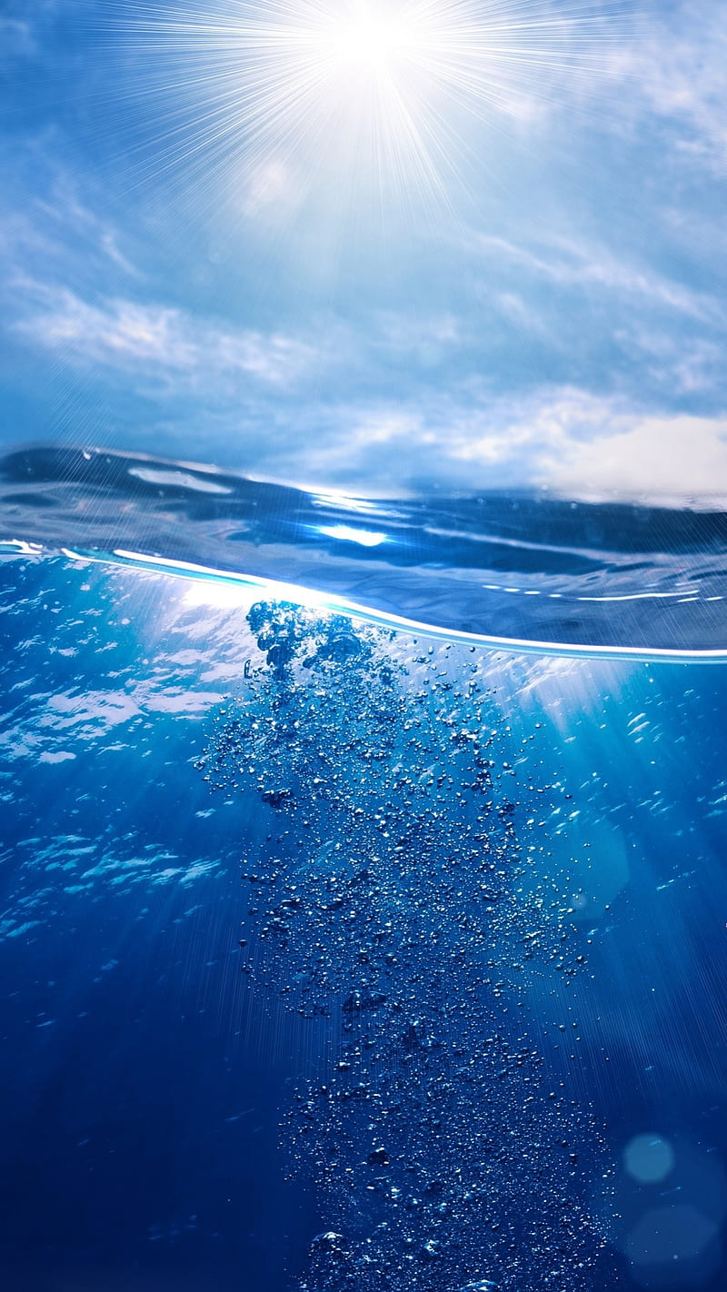 Deep Sea, blue, bubbles, macro, nature, ocean, sky, sunshine, underwater,  HD phone wallpaper | Peakpx