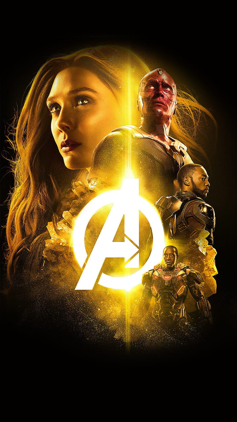 Avengers, heroes, marvel, movie, yellow, HD phone wallpaper