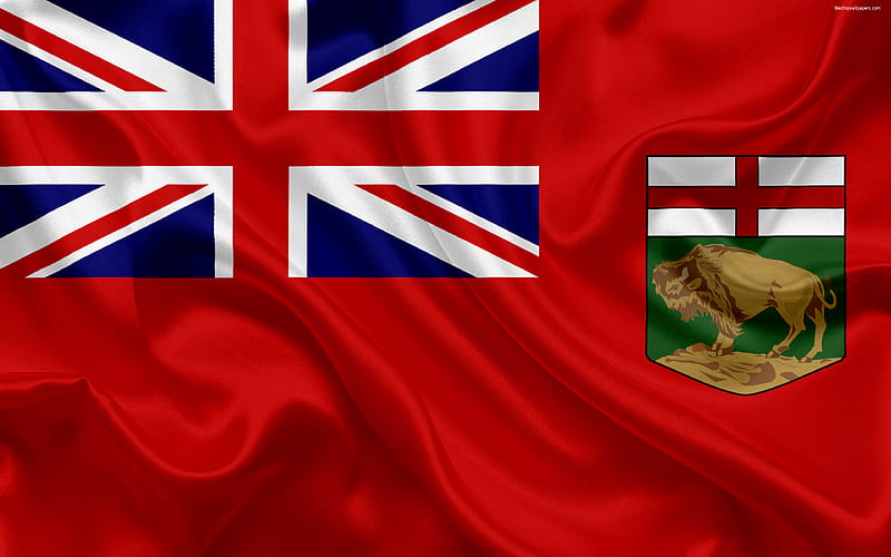 Flag of Manitoba, Canada province, Manitoba, silk flag, Canadian symbols, HD wallpaper