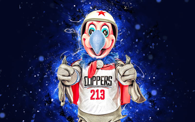 Chuck the Condor mascot, Los Angeles Clippers, abstract art, NBA, creative, USA, Los Angeles Clippers mascot, NBA mascots, official mascot, Chuck the Condor mascot, LA Clippers, HD wallpaper