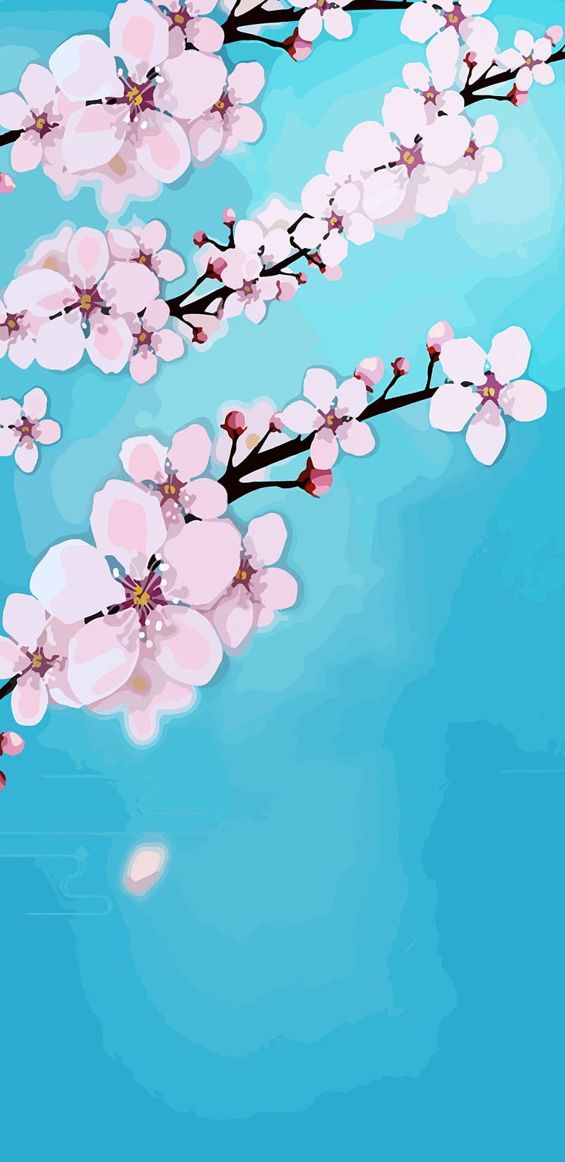 Blue cherry blossom branch illustration on blue background  premium image  by rawpixelcom  Aom Wo  Cherry blossom background Cherry blossom  branch Blue cherry