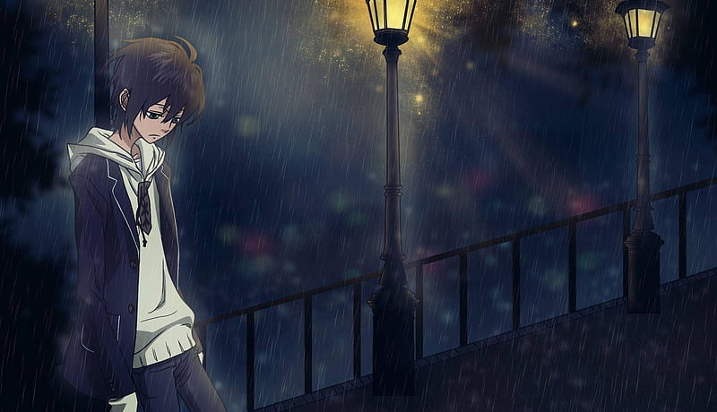 Sad Anime Boy In Rain, Sad Rainy, HD wallpaper