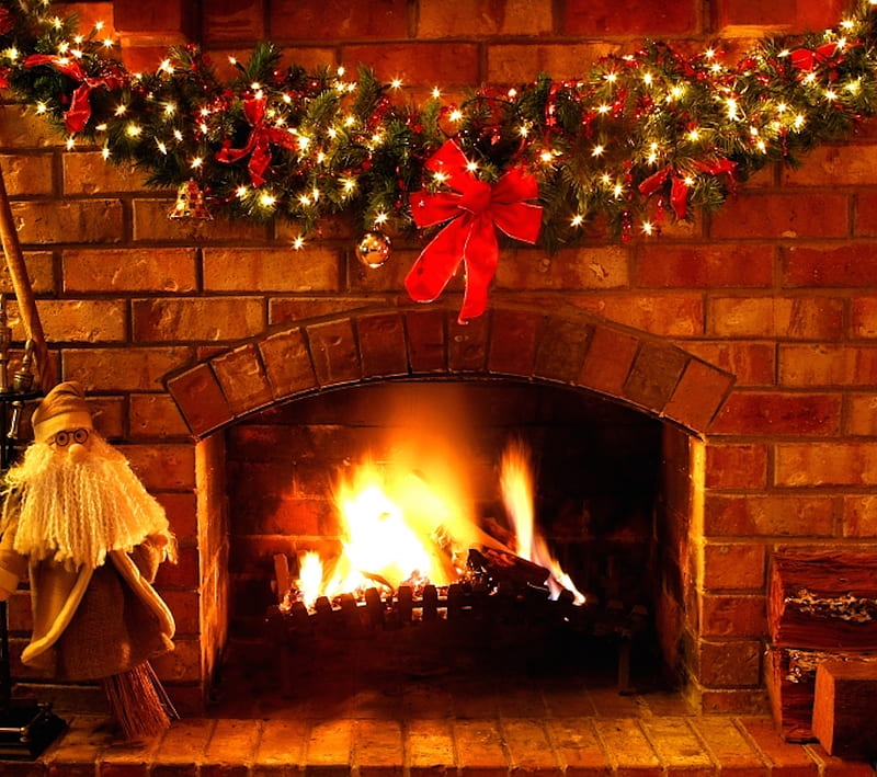 Fireplace, christmas, HD wallpaper