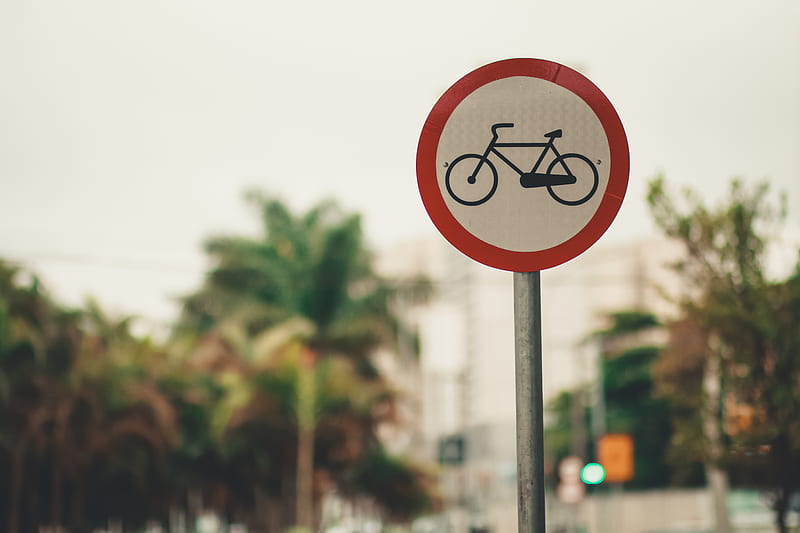 Selective Focus of Bicycle Road Sign, HD wallpaper