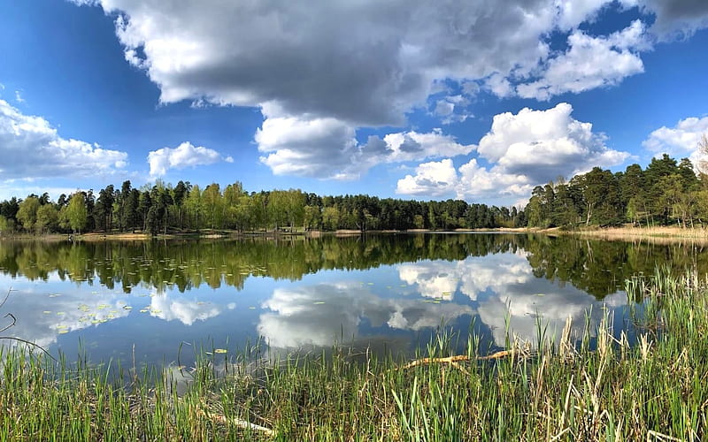 Lake in Latvia, Latvia, calm, clouds, lake, HD wallpaper | Peakpx