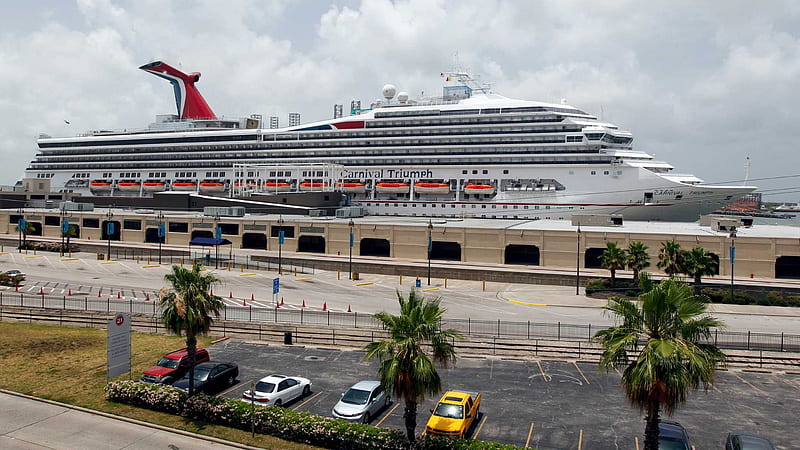 White Carnival Triumph Cruise Ship On Port With Background Of Clouds Cruise Ship, HD wallpaper