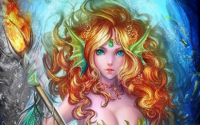 Fish Wip Princess, pretty, fighter, bonito, digital art, hair, paintings, beautiful girls, 3D and CG, girls, drawings, female, lovely, love four seasons, creative pre-made, weapons, crown, weird things people wear, eyes, princess, HD wallpaper