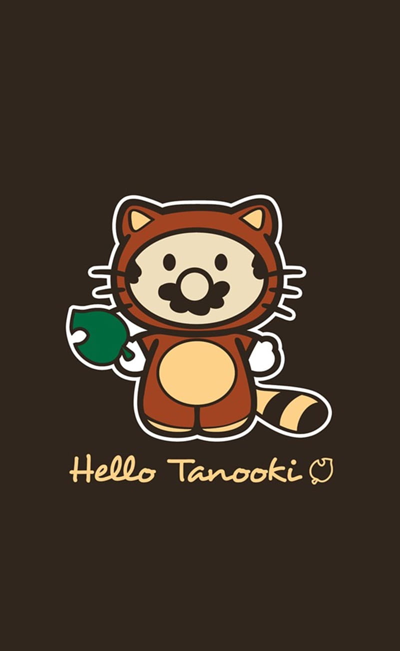 Hello Tanooki, mario, nintendo, tanooki, switch, fun, hello kitty, brown, HD phone wallpaper