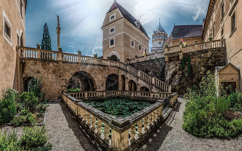 renaissance, patio, castle rosenberg, austria, HD wallpaper