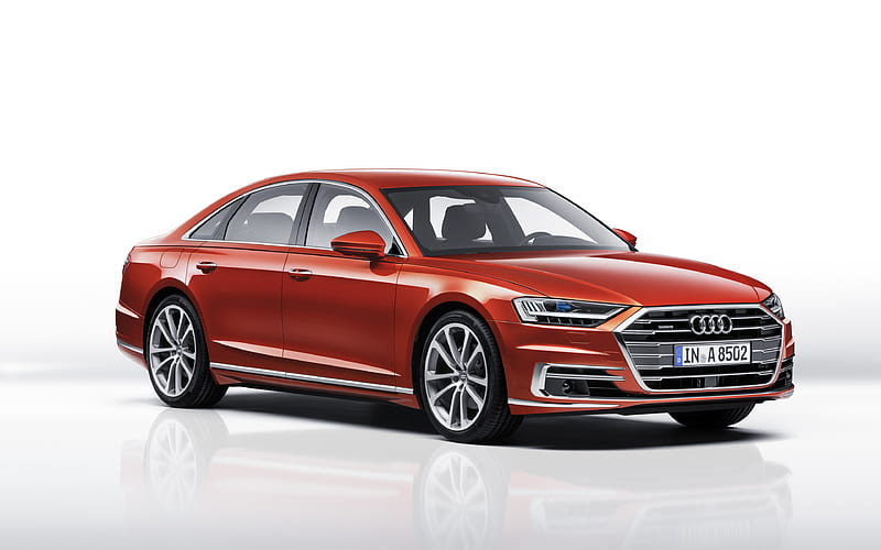 Audi A8 studio, 2018 cars, red a8, german cars, Audi, HD wallpaper