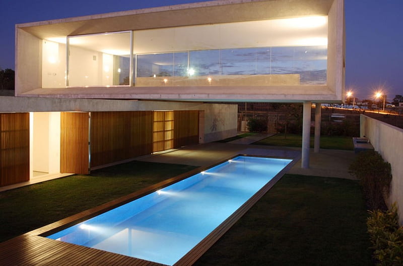 Contemporary Architecture, architecture, modern, house, home, interior design, pool, HD wallpaper