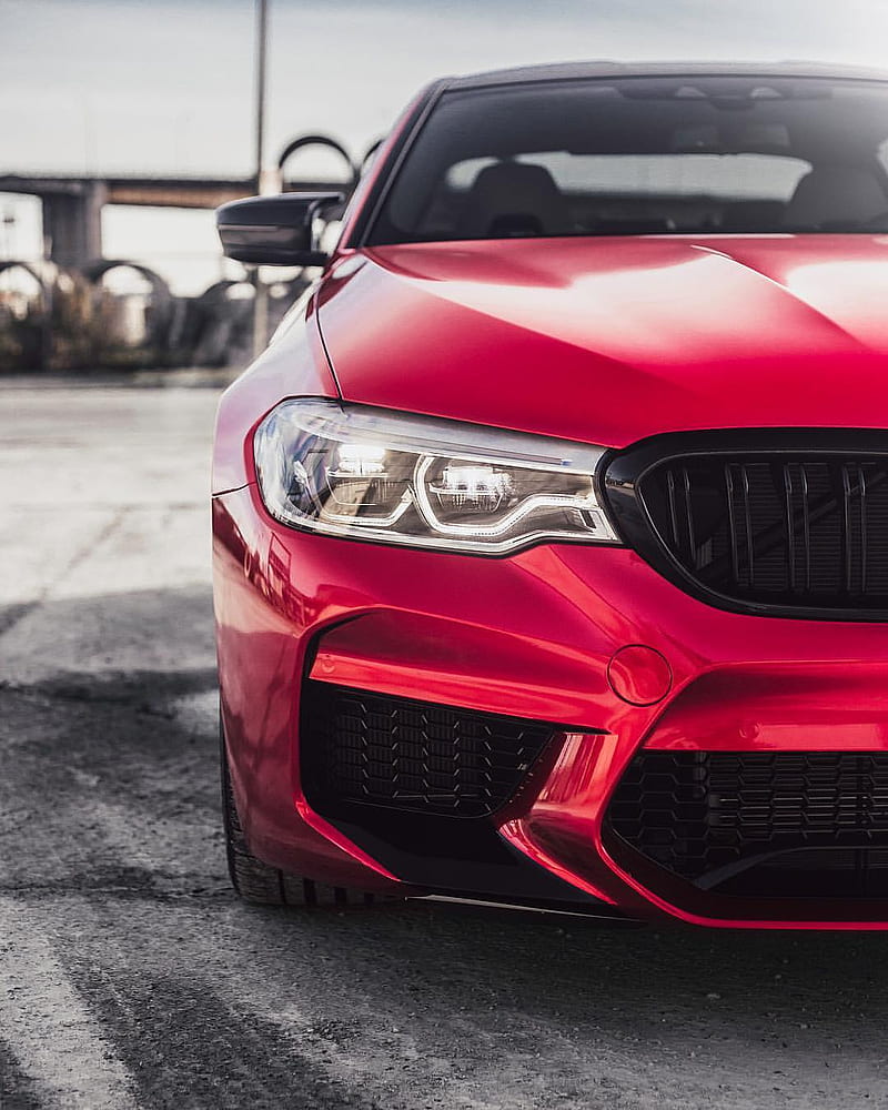 BMW M5, f90, tuning, m power, luxury, red, close-up, car, vehicle, HD phone wallpaper