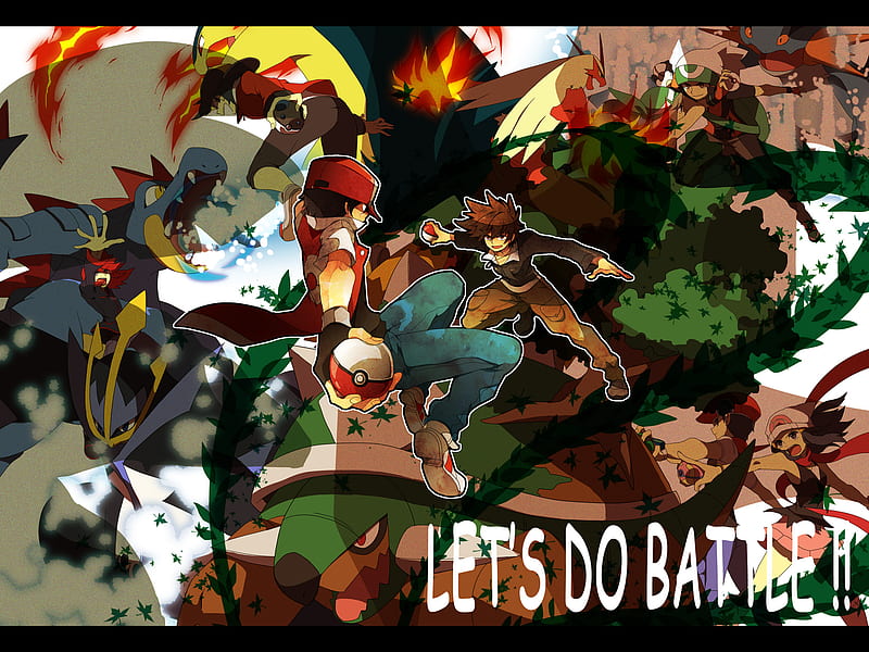 Rival Fight!, red, rival, grass, kotone, pokemon, silver, gold, green, anime,  HD wallpaper | Peakpx