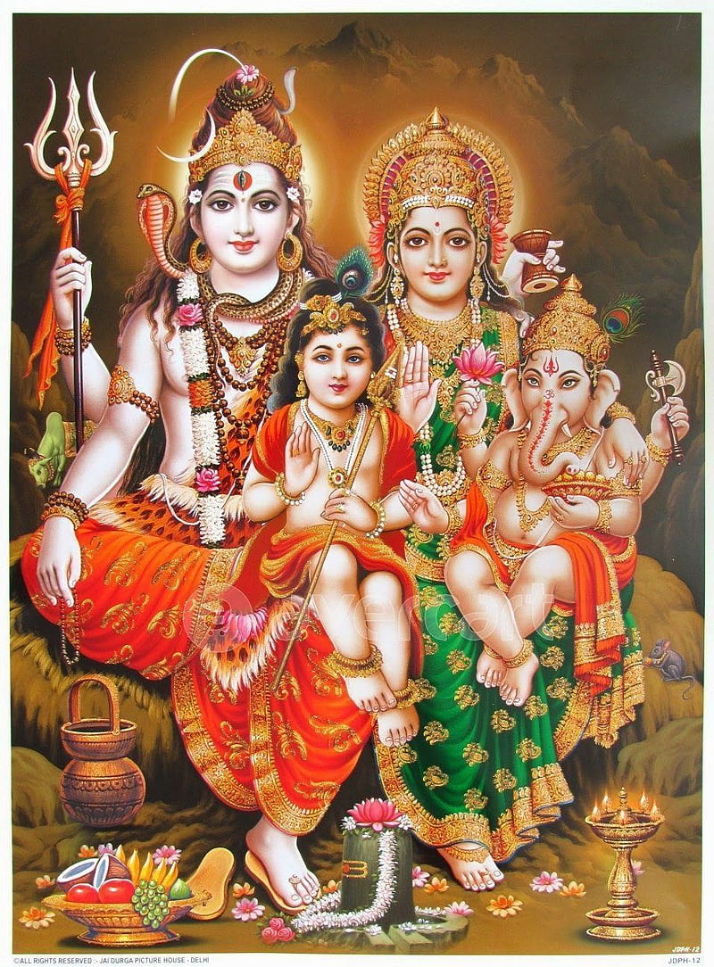 God Shiva Family, subramanya, hindu, godess, gods, lord, ganesh, parvathi,  HD phone wallpaper | Peakpx