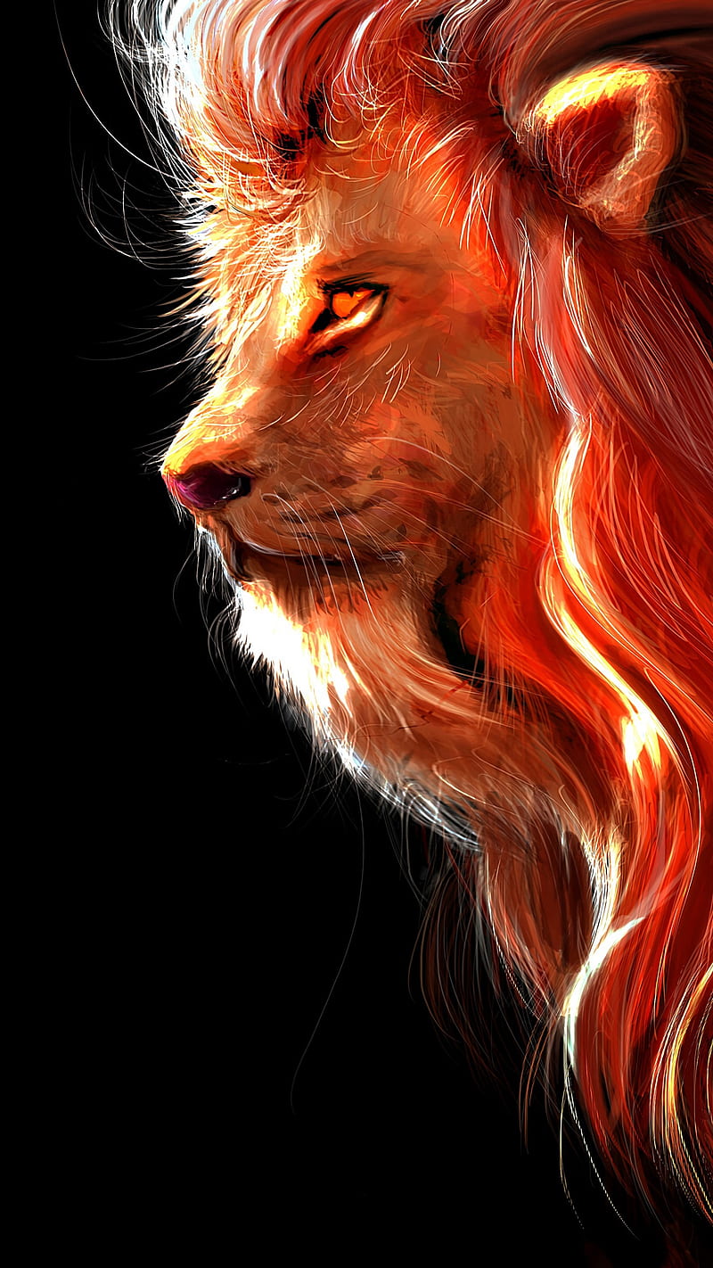 Lion Art , king of beasts, predator, big cat, animal, HD phone wallpaper
