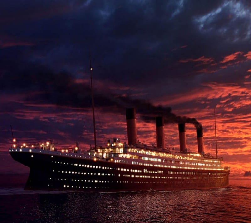 Titanic 3d, 3d, clouds, cool, lovely, nature, samsung galaxy, ship, sky, titanic, HD wallpaper