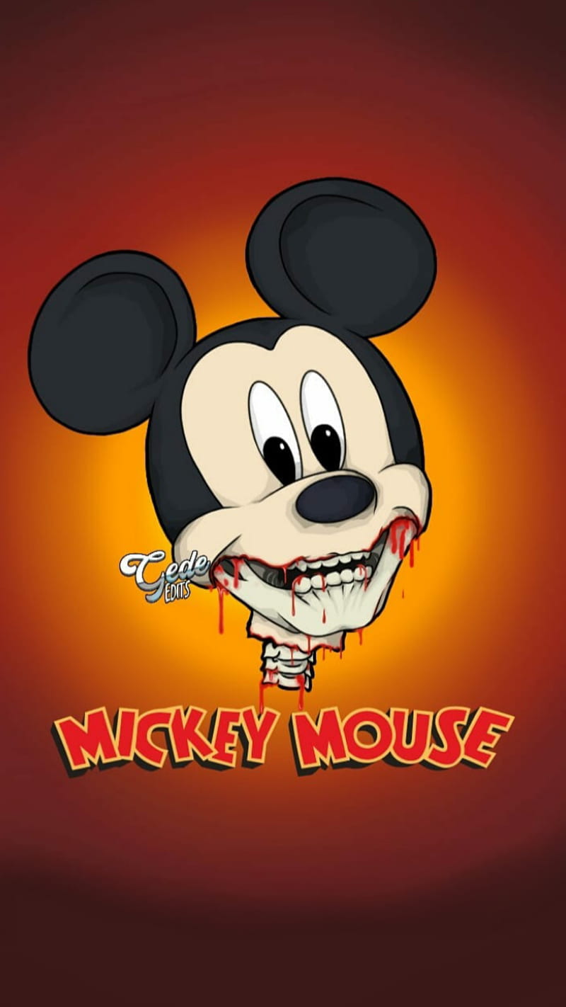 Creepy micky mouse, cartoon, cartoons, gedeedits, halloween, kreepy, mickey, zombie, HD phone wallpaper