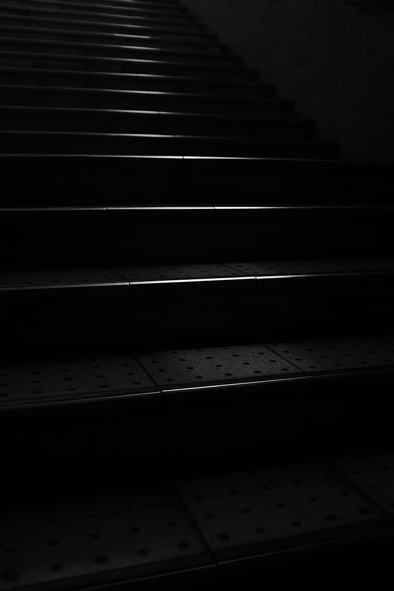 stairs, steps, bw, black, dark, HD phone wallpaper