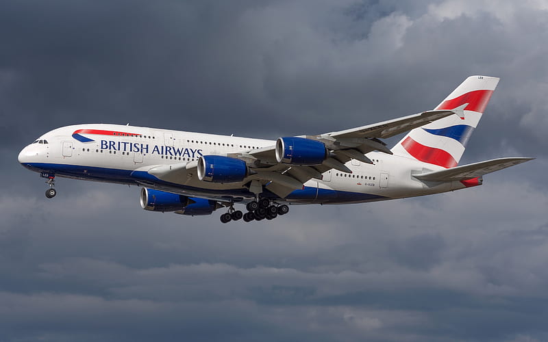 Airbus A380-800, passenger plane, British Airways, air flights, plane travel, HD wallpaper
