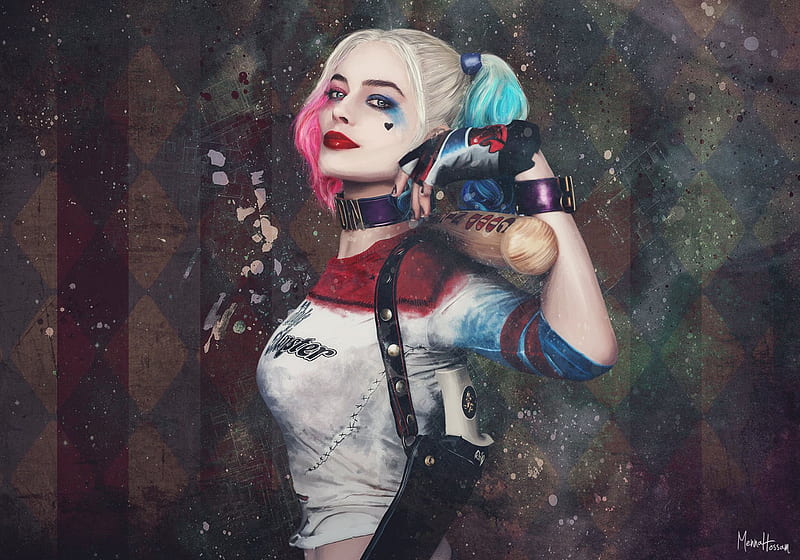 Paint Art Harley Quinn, harley-quinn, artwork, superheroes, behance, HD wallpaper