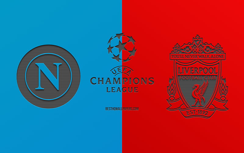 Napoli vs Liverpool, football match, 2019 Champions League, promo, red blue background, creative art, UEFA Champions League, football, HD wallpaper