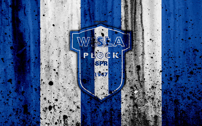 FC Wisla Plock grunge, Ekstraklasa, logo, football club, Poland, Wisla Plock, soccer, art, stone texture, Wisla Plock FC, HD wallpaper