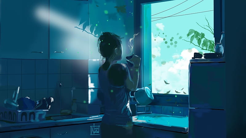 Anime, Girl, Morning, Window, HD wallpaper