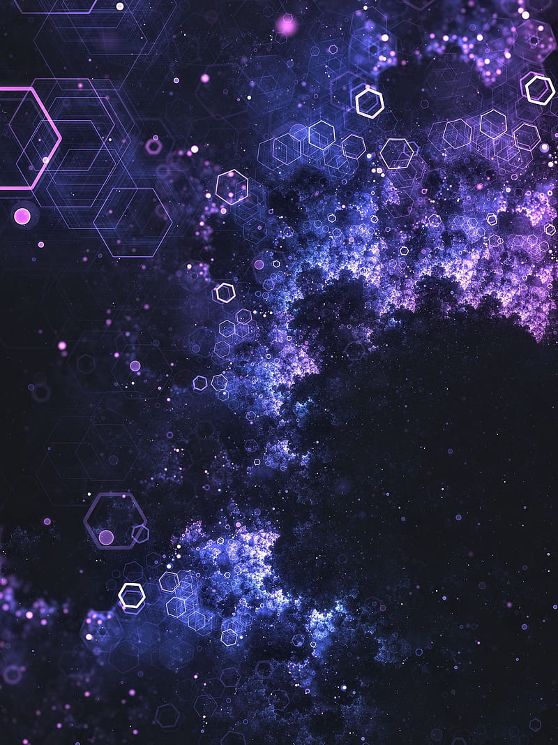 hexagons, honeycomb, glow, particles, abstraction, HD phone wallpaper