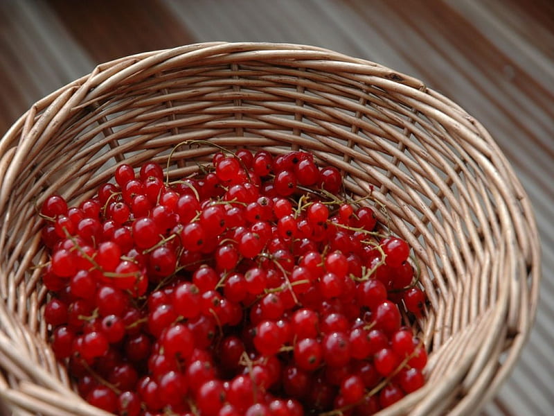 Red Currants In Basket, Fruit, Currant, Red, Basket, HD wallpaper