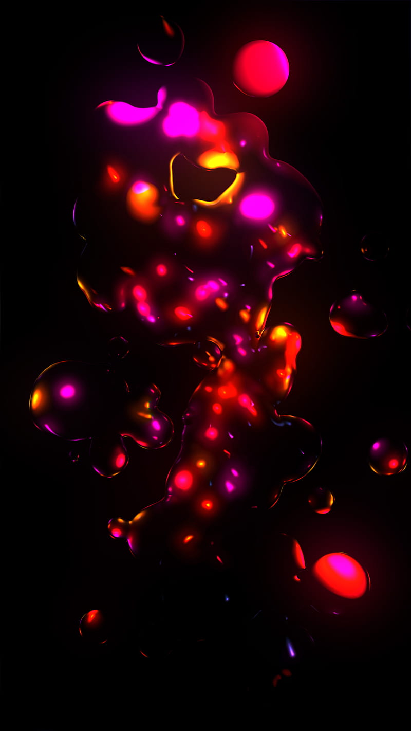 Abstract Space Blobs, amoled, colorful, glow, neon, oled, red, true black, HD phone wallpaper
