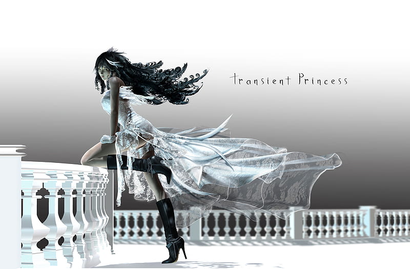 Transient Princess, cute, hermso arte, dress, white, HD wallpaper