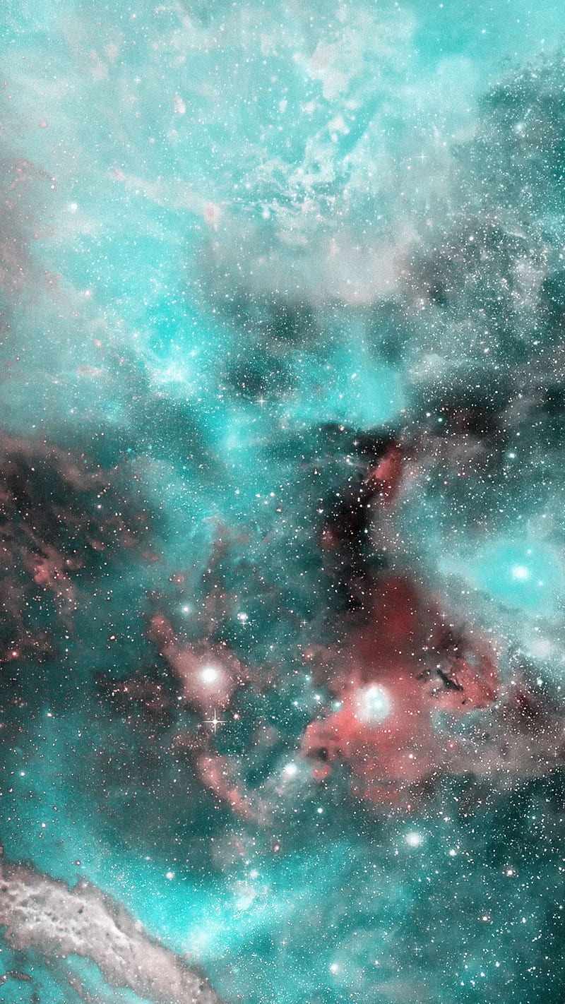 cyan nebula, blue, cloud, cosmos, galaxy, scifi, space, stars, universe, HD phone wallpaper