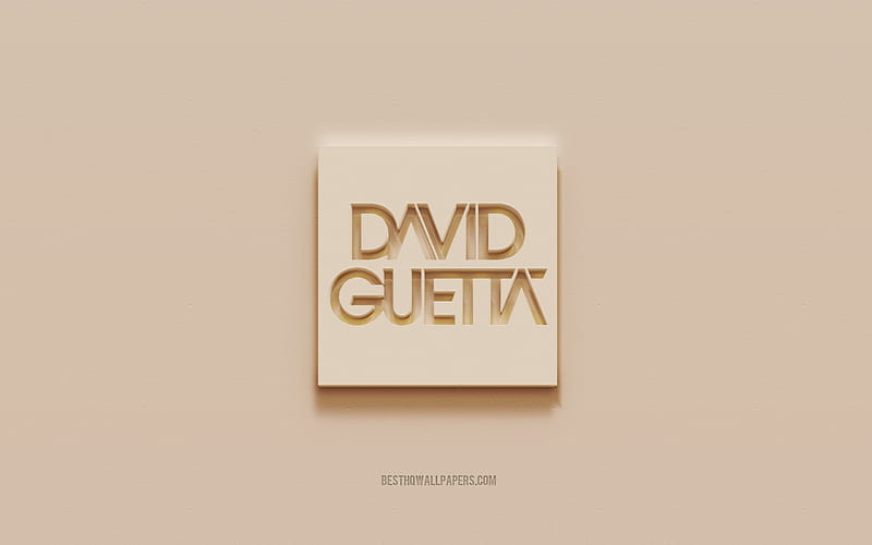 David Guetta logo, brown plaster background, David Guetta 3d logo, musicians, David Guetta emblem, 3d art, David Guetta, HD wallpaper