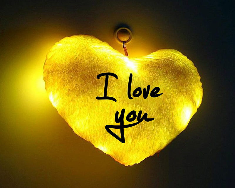 I Love You, glow, heart, new, romantic, saying, yellow, HD wallpaper