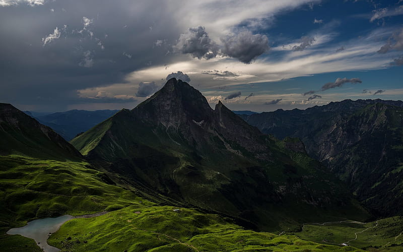 mountain, mountain landscape, valley, Austria, Ausserfern, Tirol, HD wallpaper