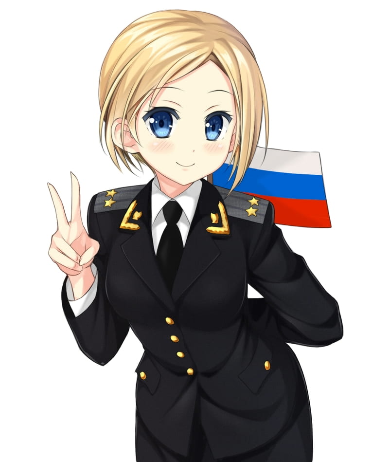 anime, anime girls, Natalia Poklonskaya, short hair, blonde, blue eyes, uniform, Russian, HD phone wallpaper