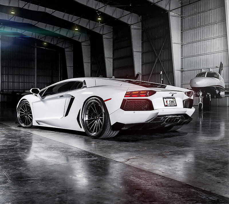 Lamborghini LP700, car, plane, white, HD wallpaper
