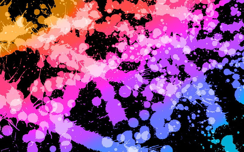 Rainbow Splatter Pattern, neon, rainbow, splatter, crazy, HD wallpaper