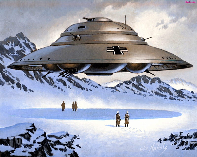 nazi ship, metal, ufo, snow, ship, HD wallpaper