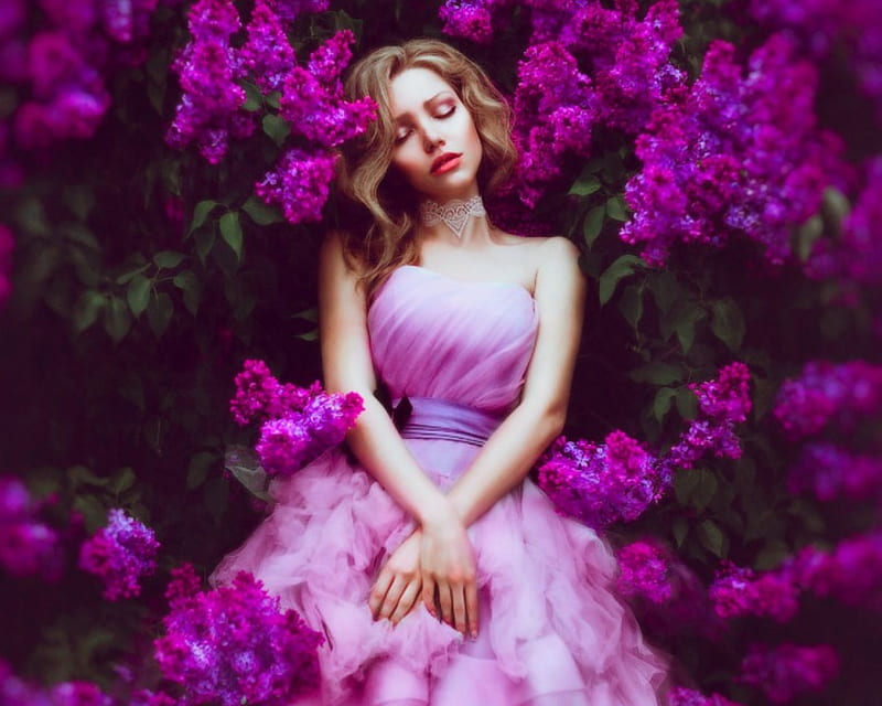 Pretty Pink, model, flowers, woman, pink, style, HD wallpaper
