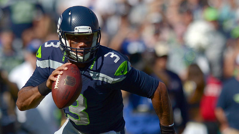 Russell Wilson With Shallow Background Of Audience Seattle Seahawks, HD wallpaper
