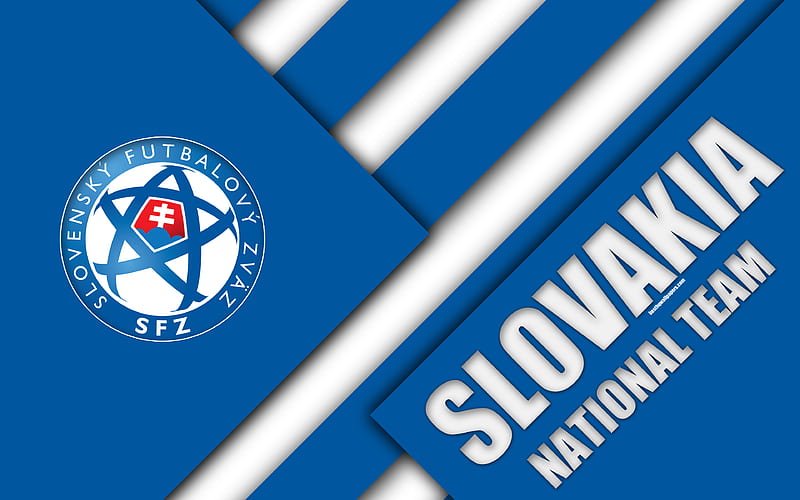 Slovakia national football team emblem, material design, blue white abstraction, Slovak Football Association, SFZ, logo, football, Slovakia, coat of arms, HD wallpaper