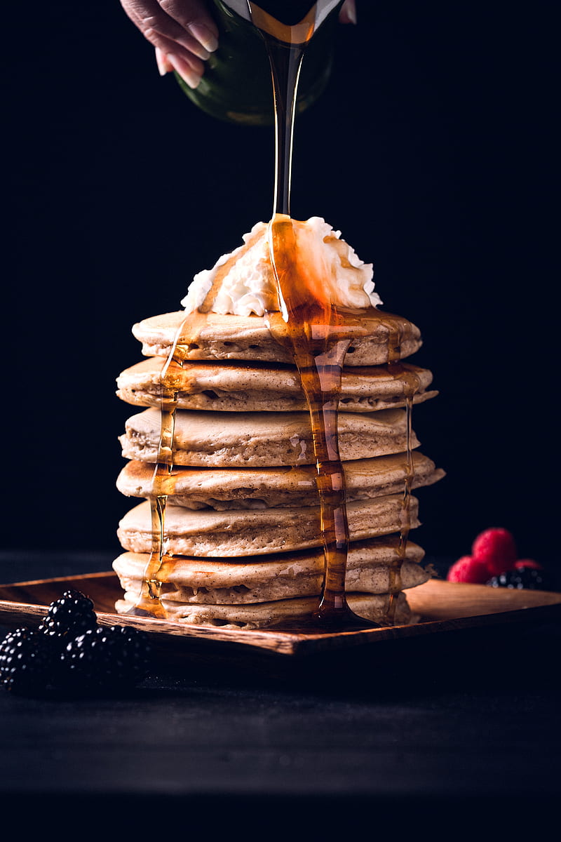 pancakes, honey, dessert, pastries, berries, sweet, HD phone wallpaper