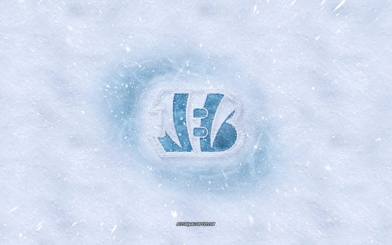 Cincinnati Bengals logo, American football club, winter concepts, NFL, Cincinnati Bengals ice logo, snow texture, Cincinnati, Ohio, USA, snow background, Cincinnati Bengals, American football, HD wallpaper